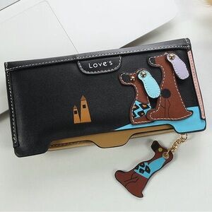 Women Leather Thin Wallet Cute Love's Purse Multi ID
Credit Card Holder black
